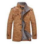 Men's Sherpa-Lined Winter Jacket | Stand Collar & Button Front