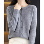Evelyn - Women's Wool Blend Cardigan | Cozy Knit Sweater Neriona Gray