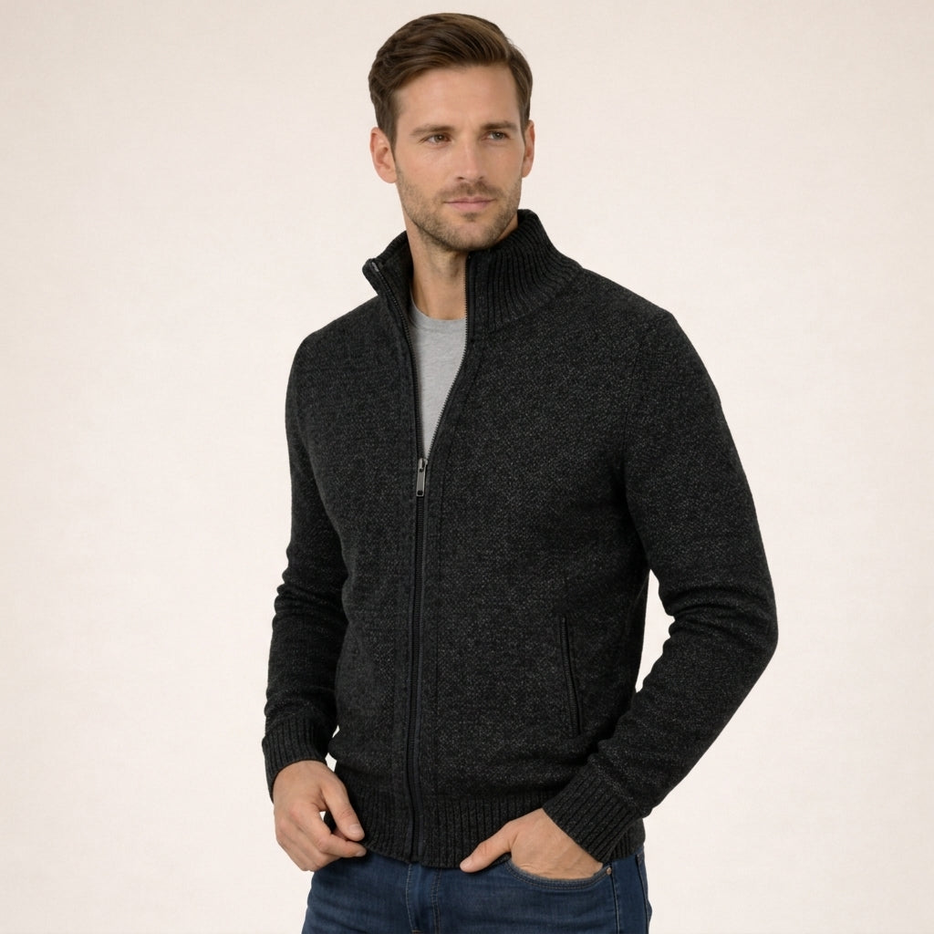 Antonino – Merino Wool Full Zip Sweater | Soft Knit for Layering
