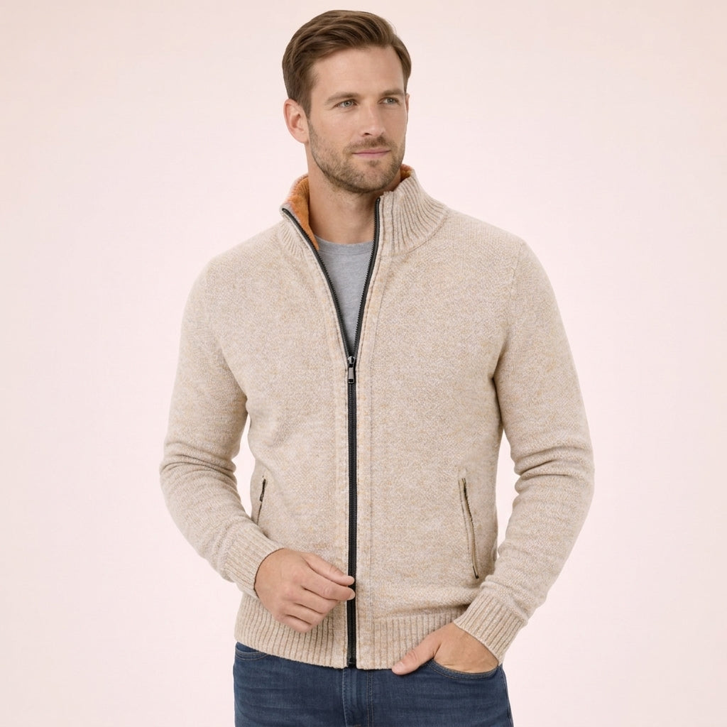 Antonino – Merino Wool Full Zip Sweater | Soft Knit for Layering