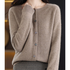Evelyn - Women's Wool Blend Cardigan | Cozy Knit Sweater Neriona Brown