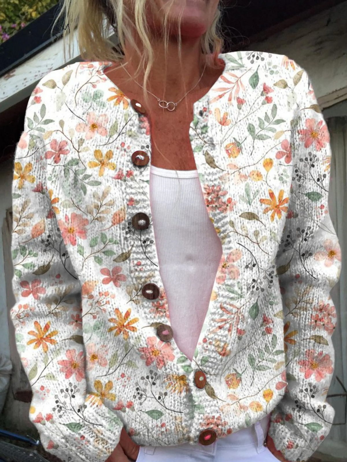 Greta – Vintage Watercolor Floral Cardigan | Button Up Knit Sweater