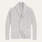 Callahan – Chunky Cable Knit Cardigan | Shawl Collar Button Front
