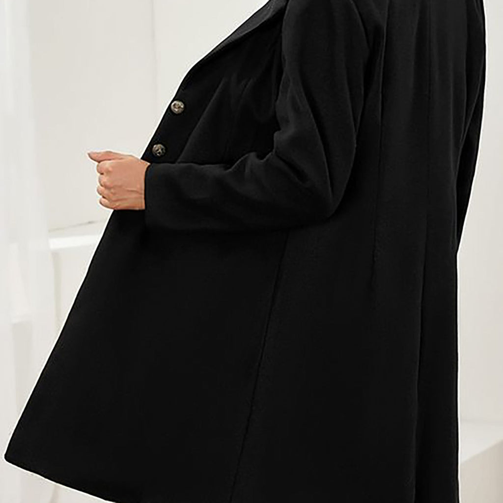 Hannah – Tailored Long Coat | Lapel Collar & Button Front for Winter