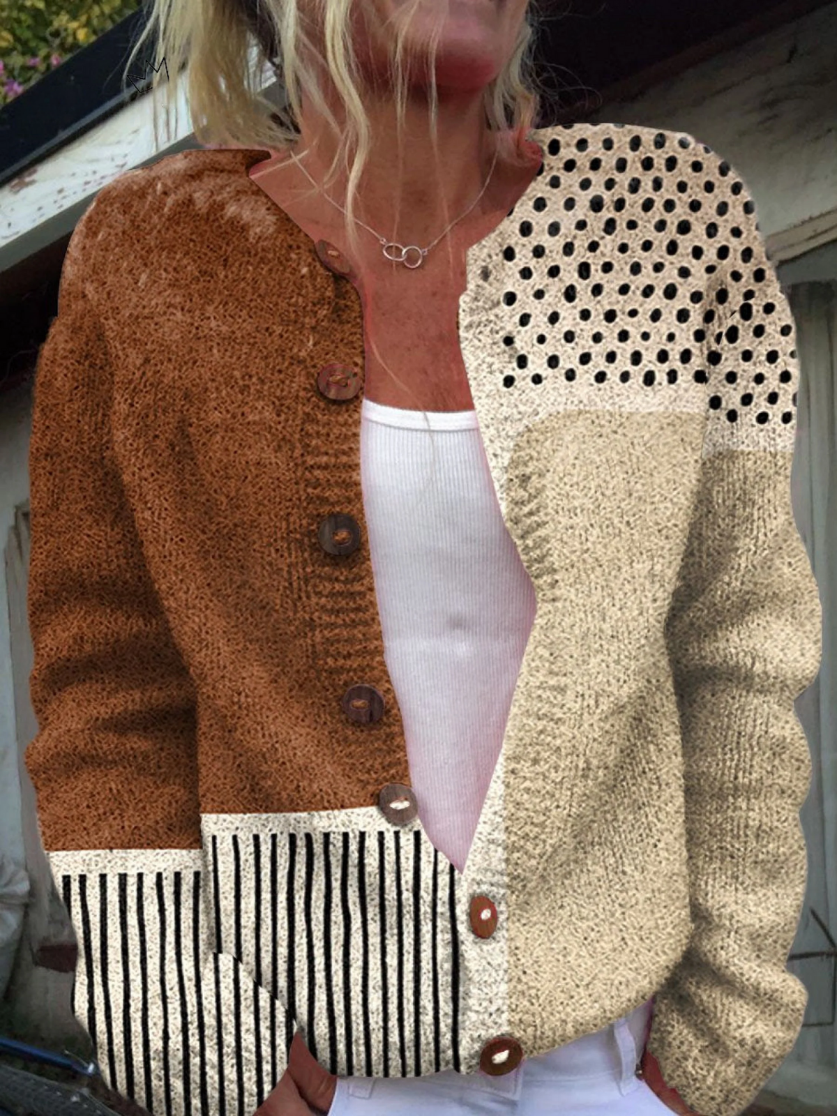 Eloise – Patchwork Knit Cardigan | Vintage Colorblock Design