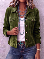 Delphine – Vintage Wash Button Up Jacket | Classic Cut, Chest Pockets