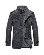 Men's Sherpa-Lined Winter Jacket | Stand Collar & Button Front