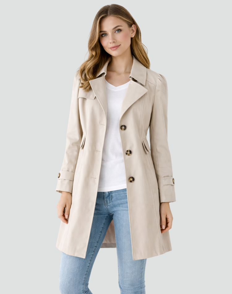 Women's Fitted Trench Coat | Mid-Length with Lapel Collar