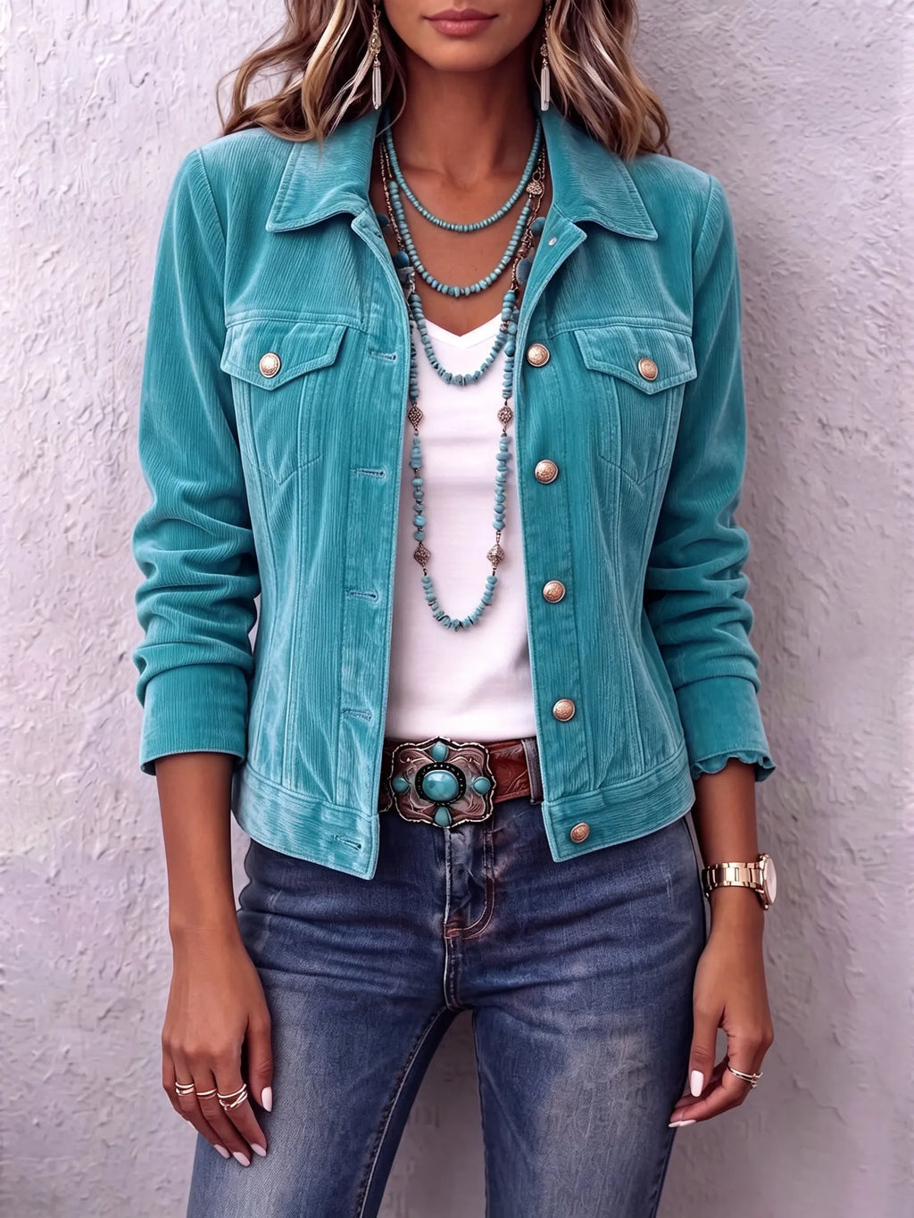 Delphine – Vintage Wash Button Up Jacket | Classic Cut, Chest Pockets