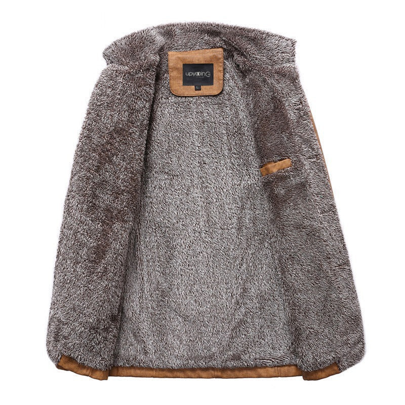 Men's Sherpa-Lined Winter Jacket | Stand Collar & Button Front