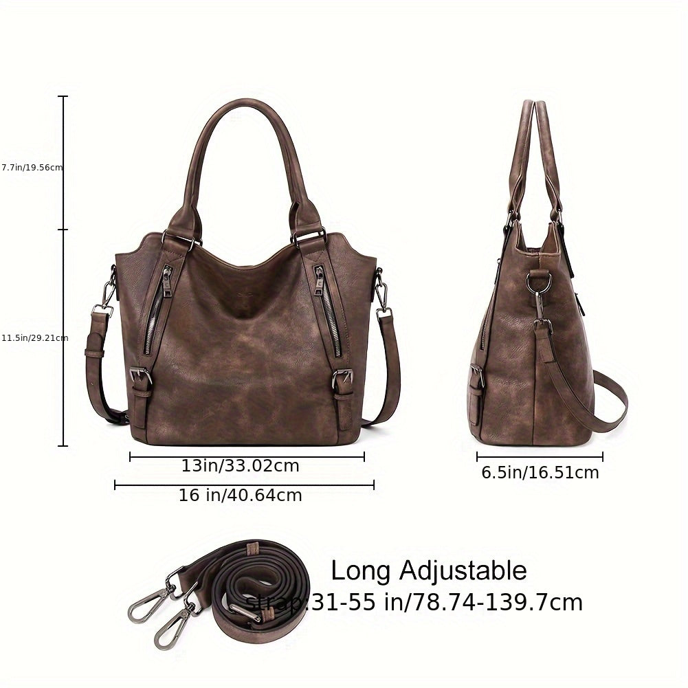 Marcella – Faux Leather Shoulder Bag | Zip Top with Adjustable Strap