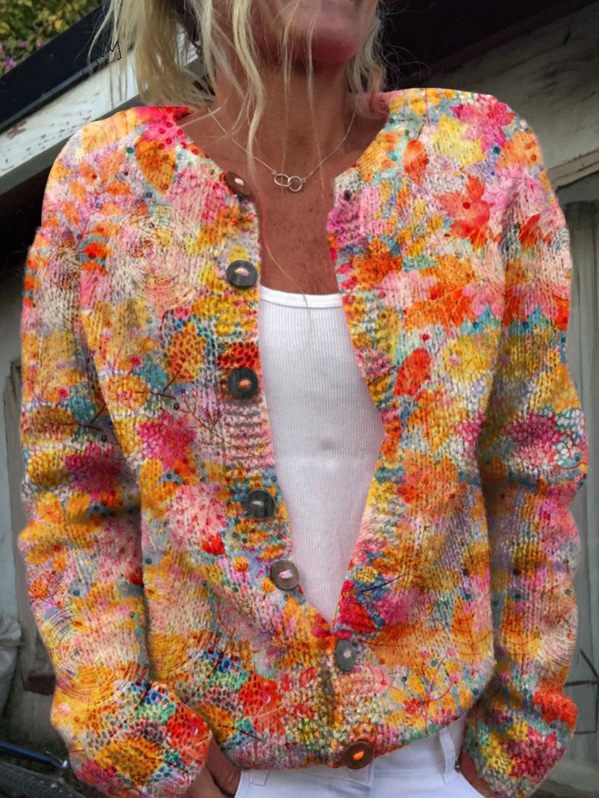 Helena – Vintage Hand-Painted Floral Cardigan | Button Up Sweater