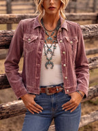 Delphine – Vintage Wash Button Up Jacket | Classic Cut, Chest Pockets