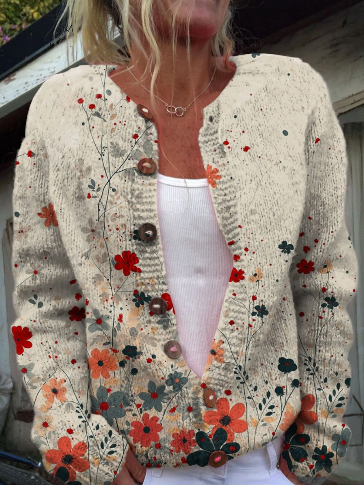 Sabrina – Vintage Floral Ribbed Knit Cardigan | Button Up Fall Layer