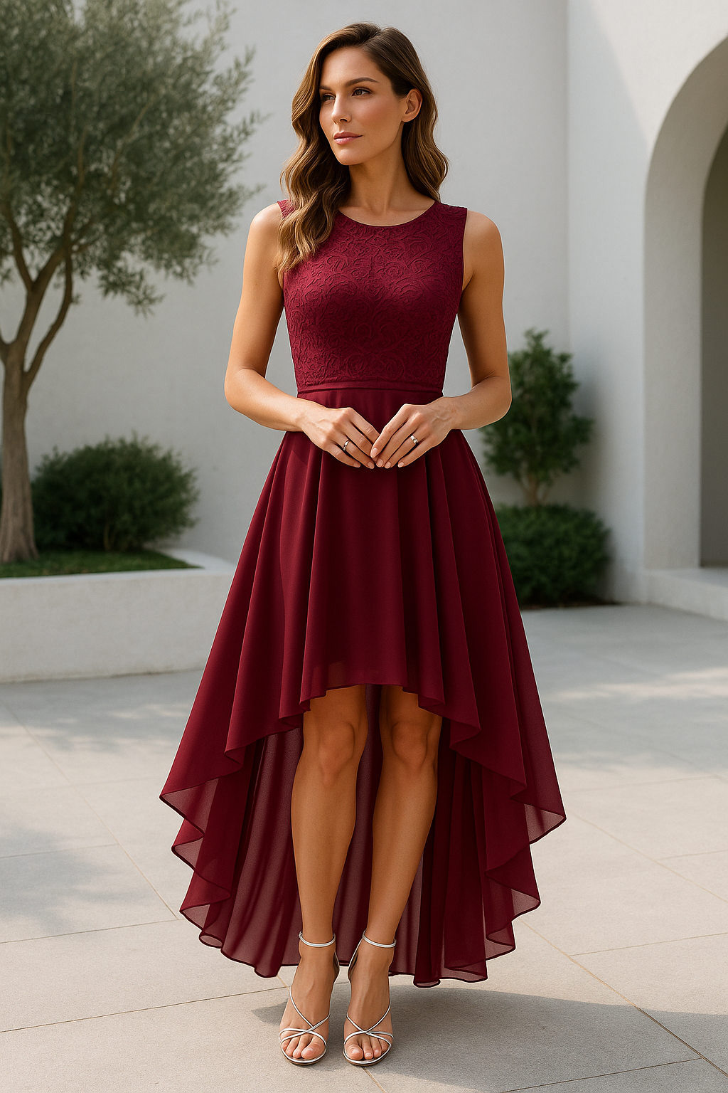 Women's High Low Evening Dress | Sleeveless Party & Wedding Guest