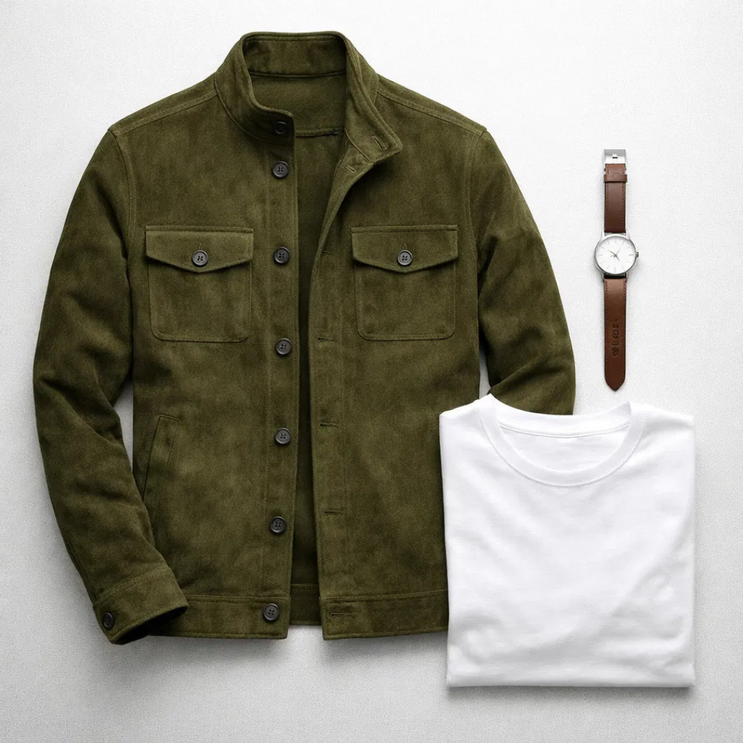 Freddie – Classic Suede Jacket | Structured Fit with Chest Pockets