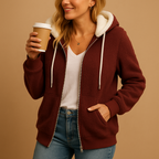 Ellis – Zip Up Hooded Fleece Cardigan | Patch Pockets & Ribbed Trim