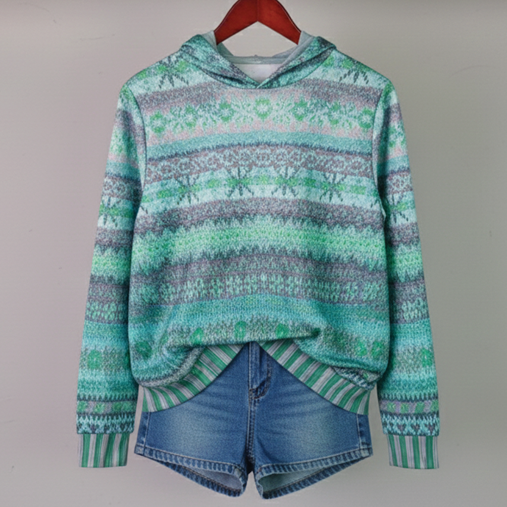 Judy – Printed Pullover Hoodie | Relaxed Fit for Layering