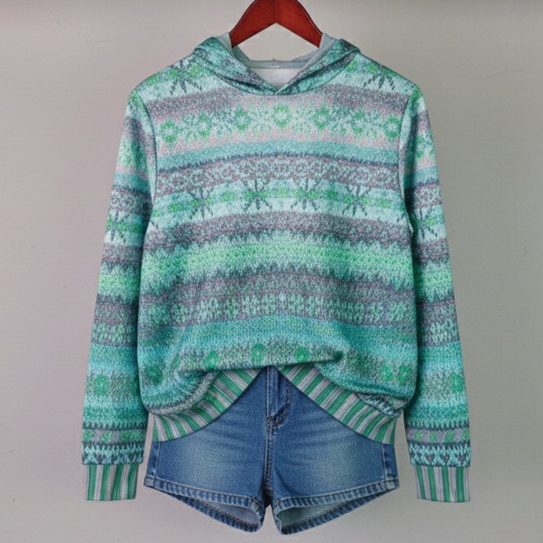 Judy – Printed Pullover Hoodie | Relaxed Fit for Layering