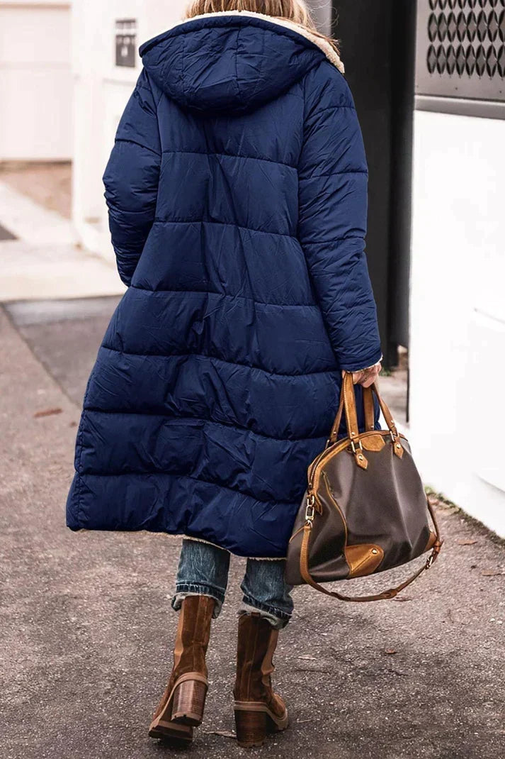 Maya – Long Cozy Coat | Double-Sided Teddy-Lined Layer