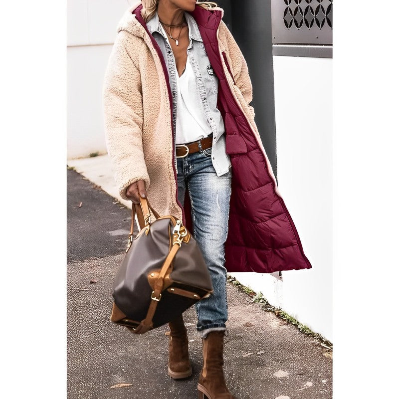 Maya – Long Cozy Coat | Double-Sided Teddy-Lined Layer