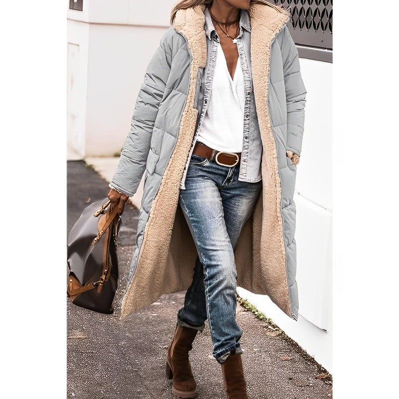 Maya – Long Cozy Coat | Double-Sided Teddy-Lined Layer