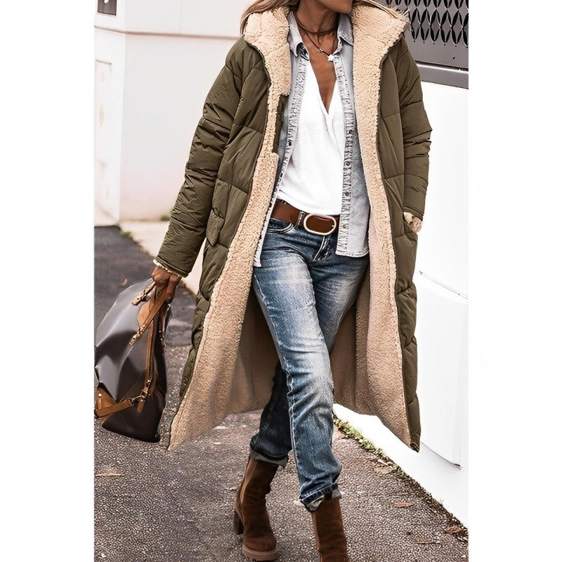 Maya – Long Cozy Coat | Double-Sided Teddy-Lined Layer
