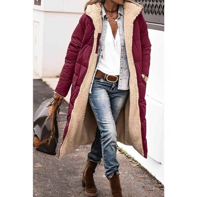 Maya – Long Cozy Coat | Double-Sided Teddy-Lined Layer