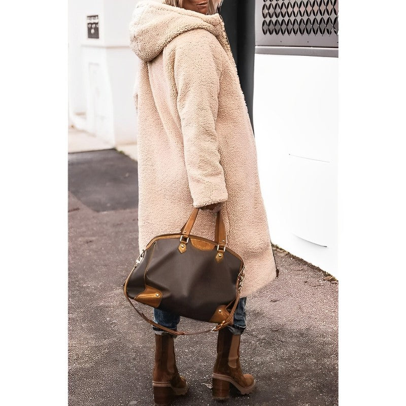 Maya – Long Cozy Coat | Double-Sided Teddy-Lined Layer