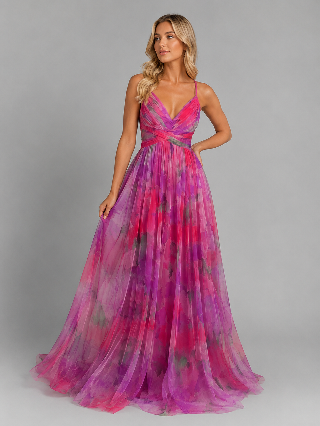 Women's Floral Chiffon V-Neck Maxi Dress | Wedding Guest & Summer
