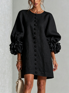 Saralyn – Puff Sleeve Mini Dress | Rose Cuffs & Button Front