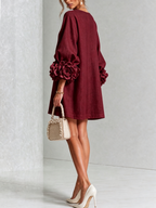 Saralyn – Puff Sleeve Mini Dress | Rose Cuffs & Button Front