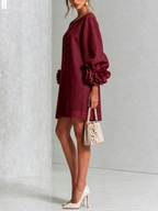 Saralyn – Puff Sleeve Mini Dress | Rose Cuffs & Button Front