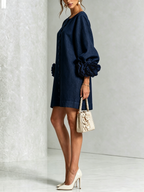 Saralyn – Puff Sleeve Mini Dress | Rose Cuffs & Button Front