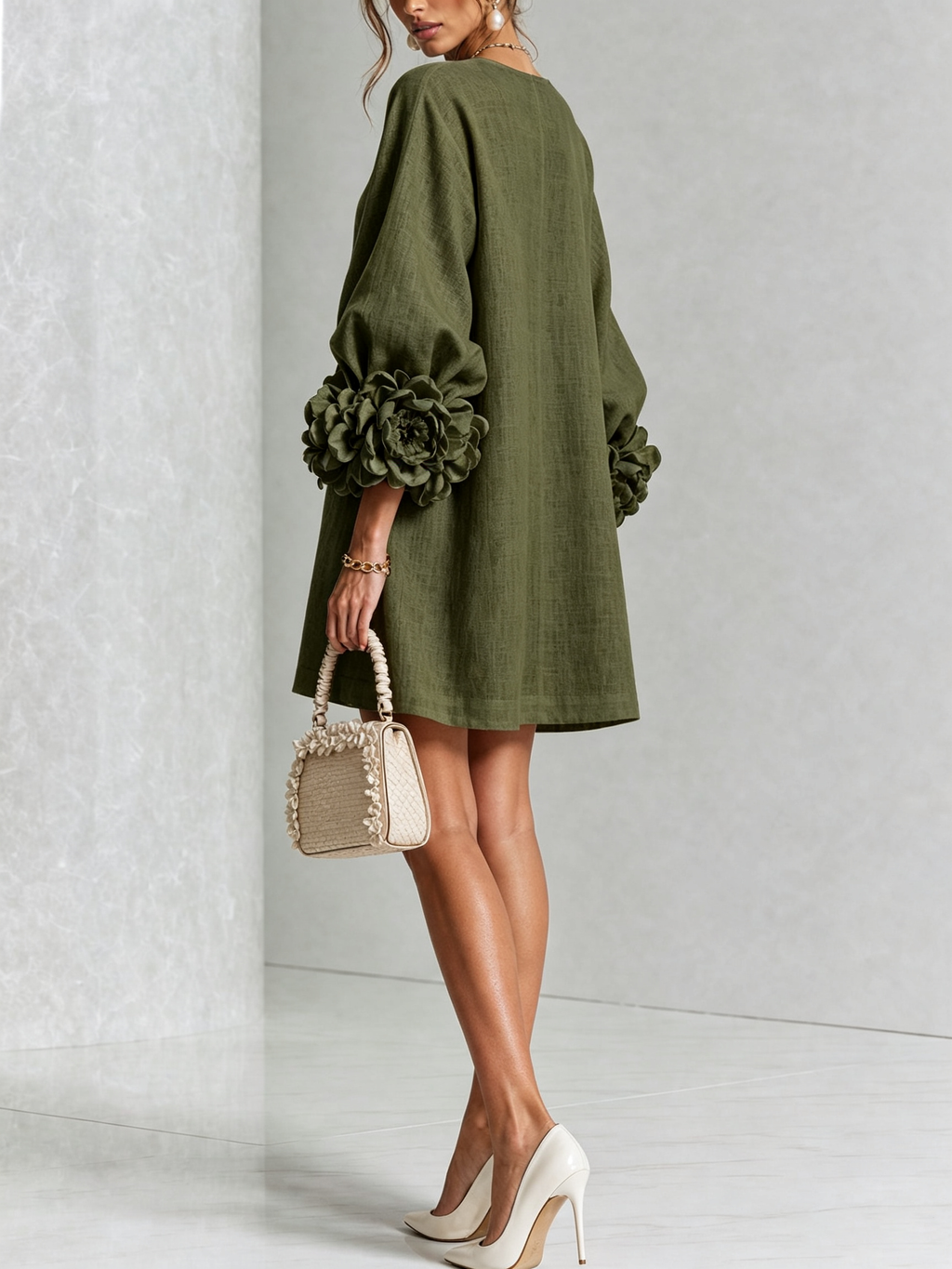 Saralyn – Puff Sleeve Mini Dress | Rose Cuffs & Button Front