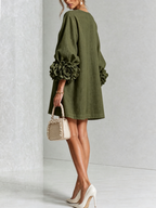 Saralyn – Puff Sleeve Mini Dress | Rose Cuffs & Button Front