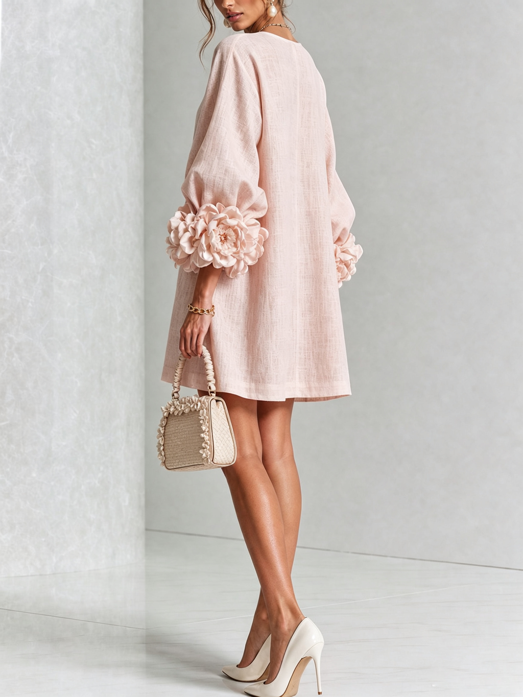 Saralyn – Puff Sleeve Mini Dress | Rose Cuffs & Button Front