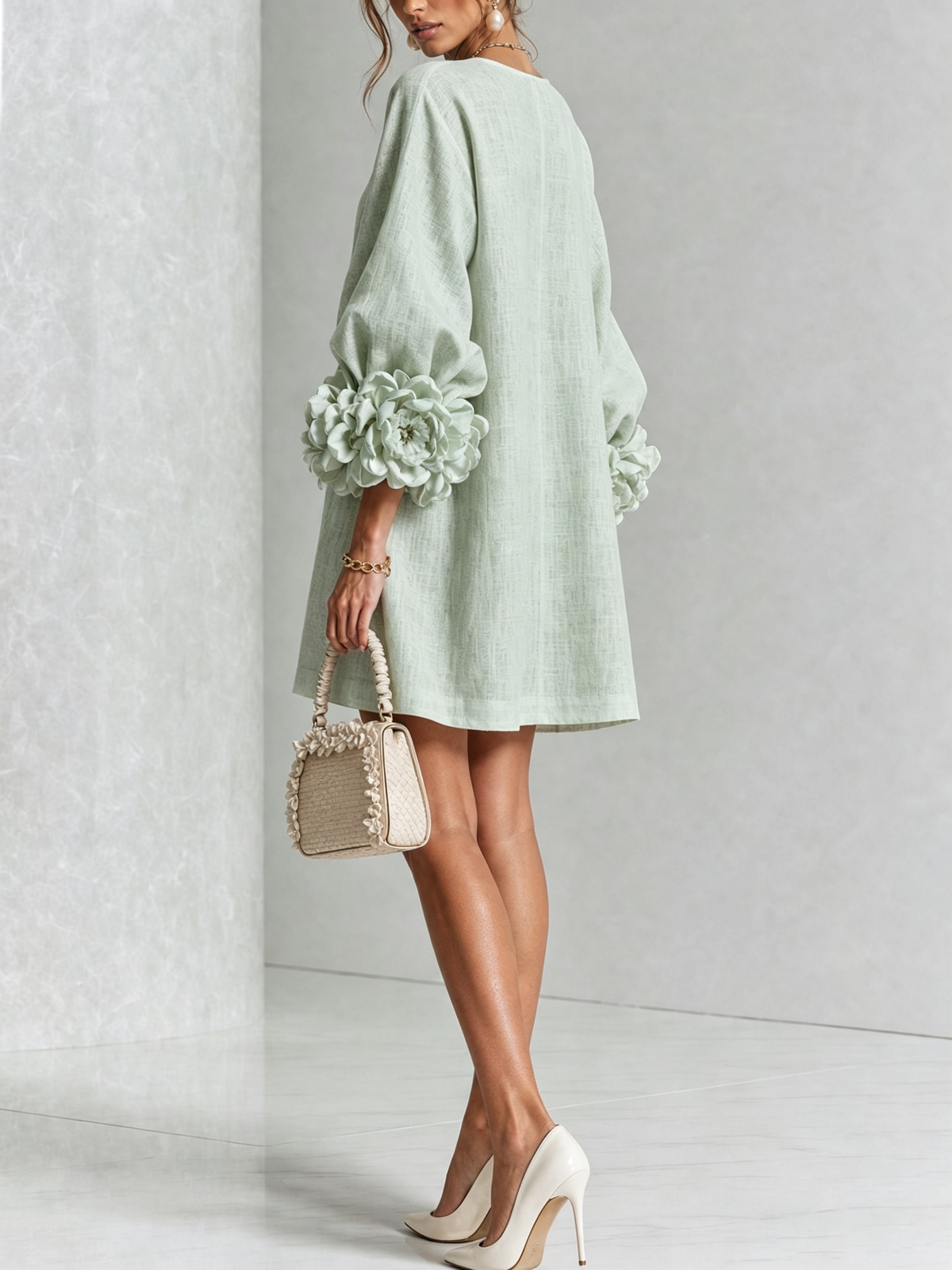 Saralyn – Puff Sleeve Mini Dress | Rose Cuffs & Button Front