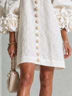 Saralyn – Puff Sleeve Mini Dress | Rose Cuffs & Button Front