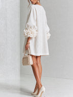 Saralyn – Puff Sleeve Mini Dress | Rose Cuffs & Button Front