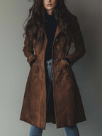 Helen – Vintage Suede Trench Coat | Editorial Layer for Cooler Days