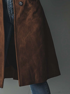 Helen – Vintage Suede Trench Coat | Editorial Layer for Cooler Days