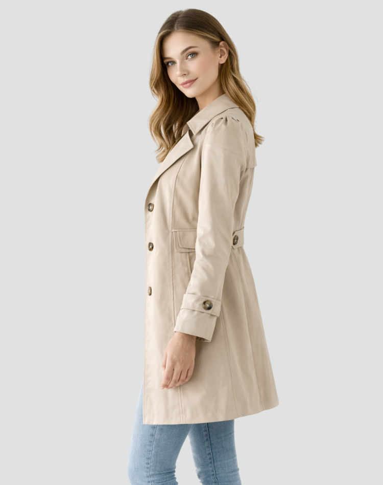Women's Fitted Trench Coat | Mid-Length with Lapel Collar