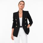 Marceline – Double-Breasted Blazer | Gold Button Tailored Layer
