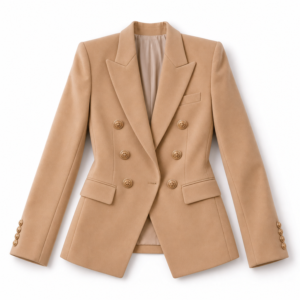 Marceline – Double-Breasted Blazer | Gold Button Tailored Layer