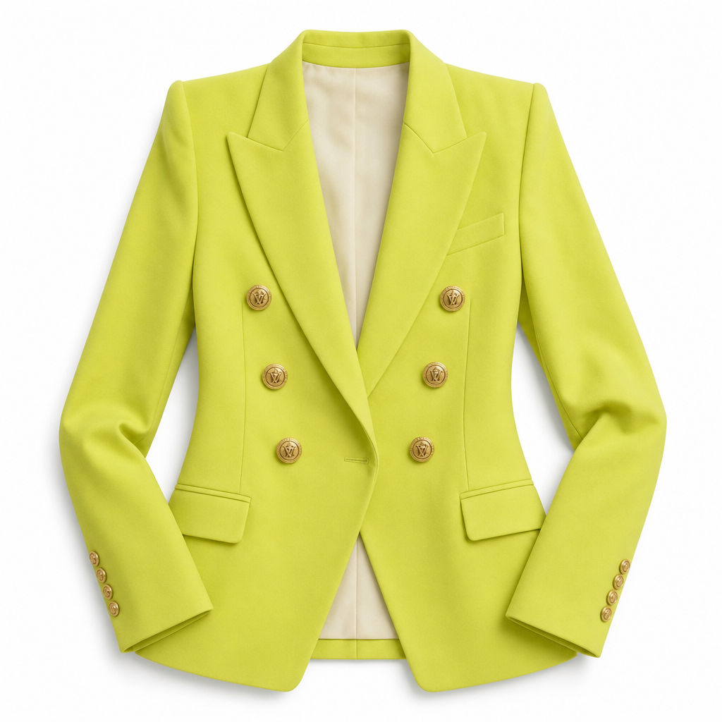Marceline – Double-Breasted Blazer | Gold Button Tailored Layer