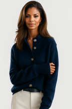 Calla – Classic Button Cardigan, Blue - Cole & May