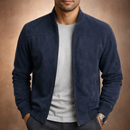 Callum – Suede Bomber Jacket, Dark Blue - Cole & May