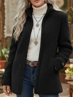Elowen – Longline Zip Jacket, Black - Cole & May