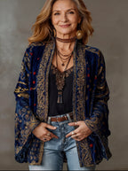 Liora – Bohemian Kimono Jacket, Midnight Blue - Cole & May